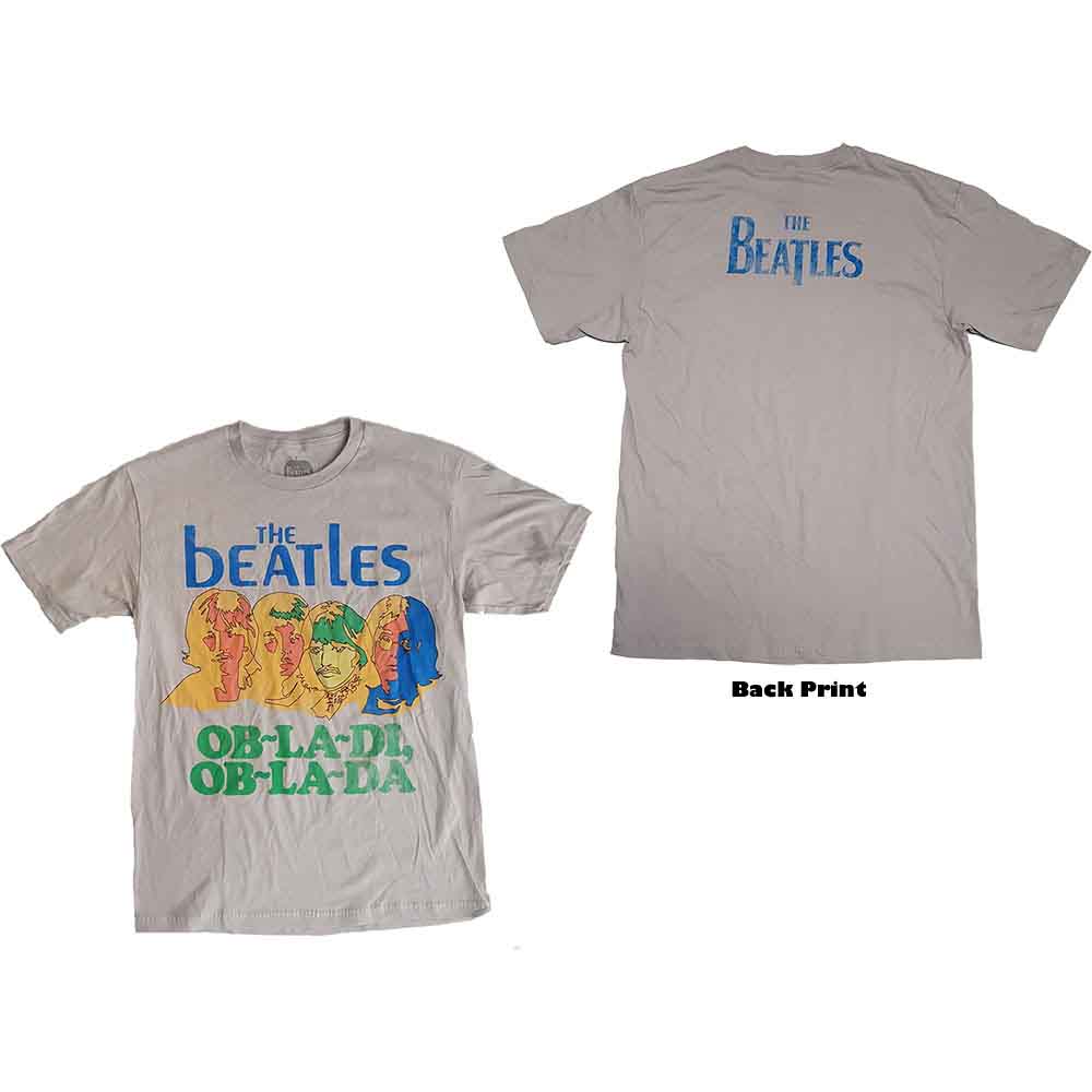 The Beatles Men's Premium T-Shirt Ob-La-Di (Back Print) Grey (XXL)