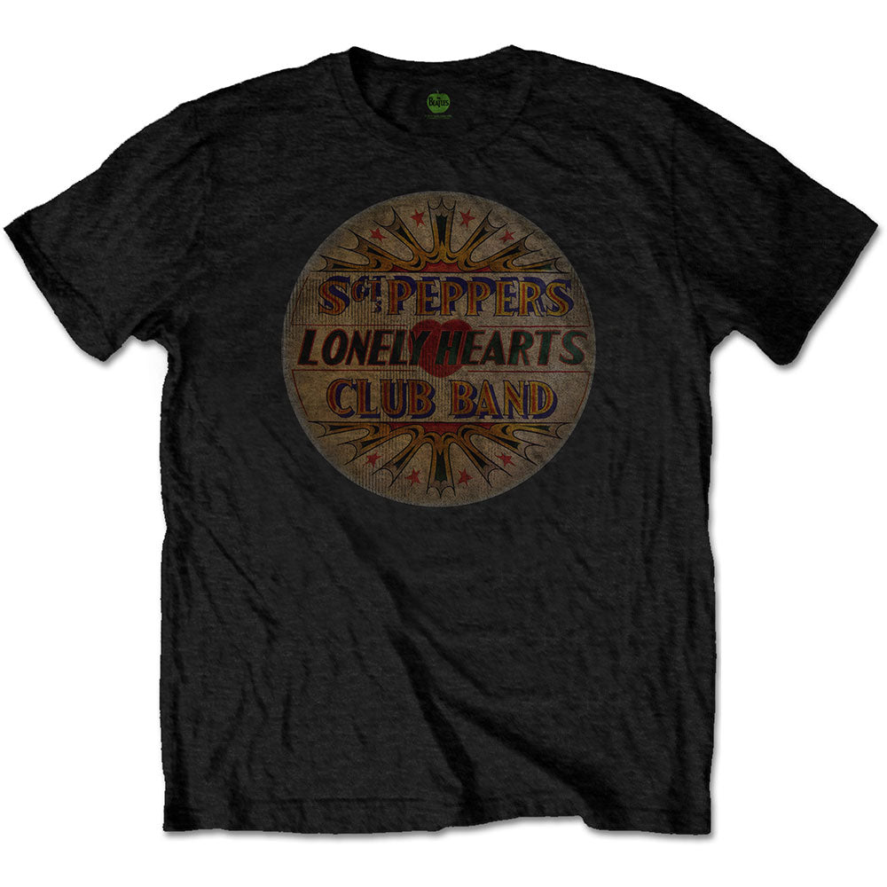 The Beatles Men's T-Shirt Vintage Drum Head Black (L)