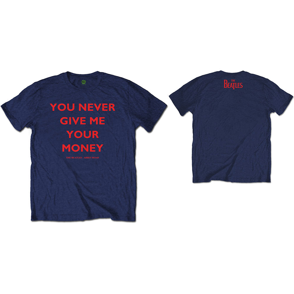 The Beatles Men's T-Shirt YNGMYM (Back Print) Navy Blue (L)