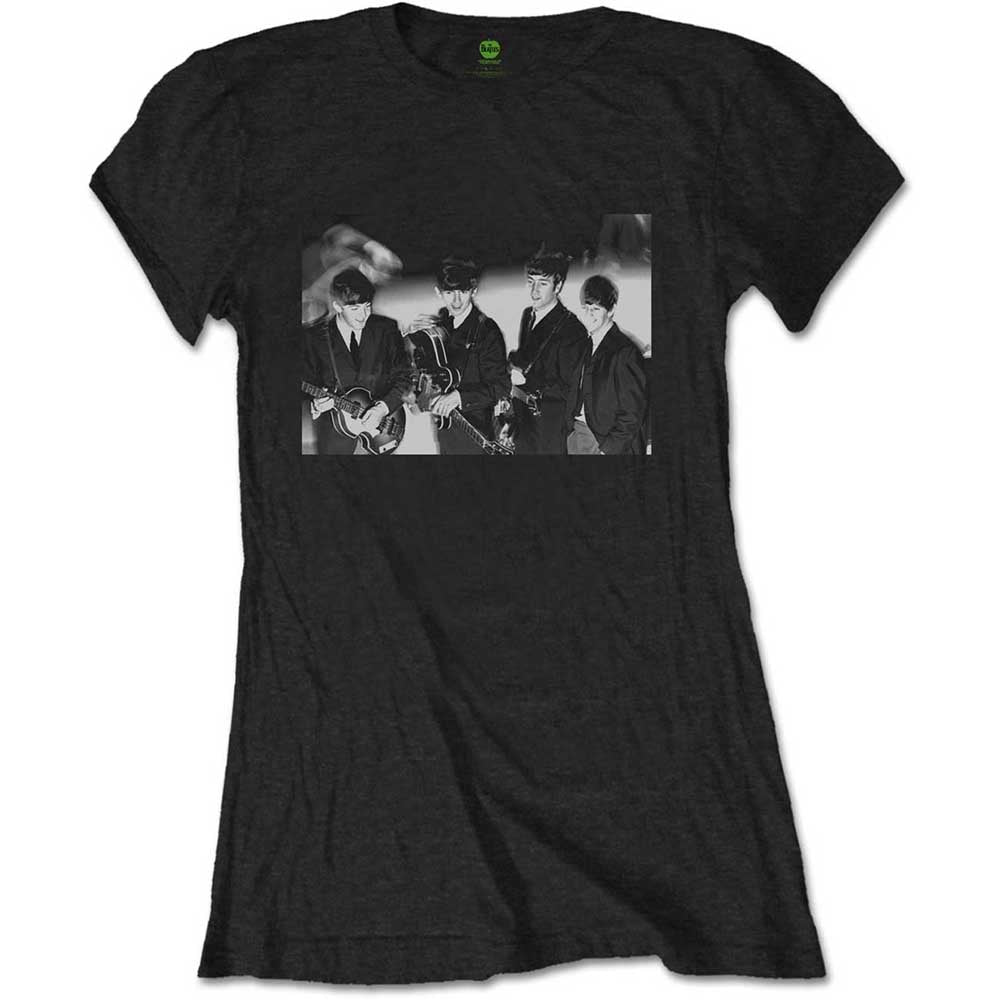 The Beatles Ladies T-Shirt Smiles Photo Black (M)