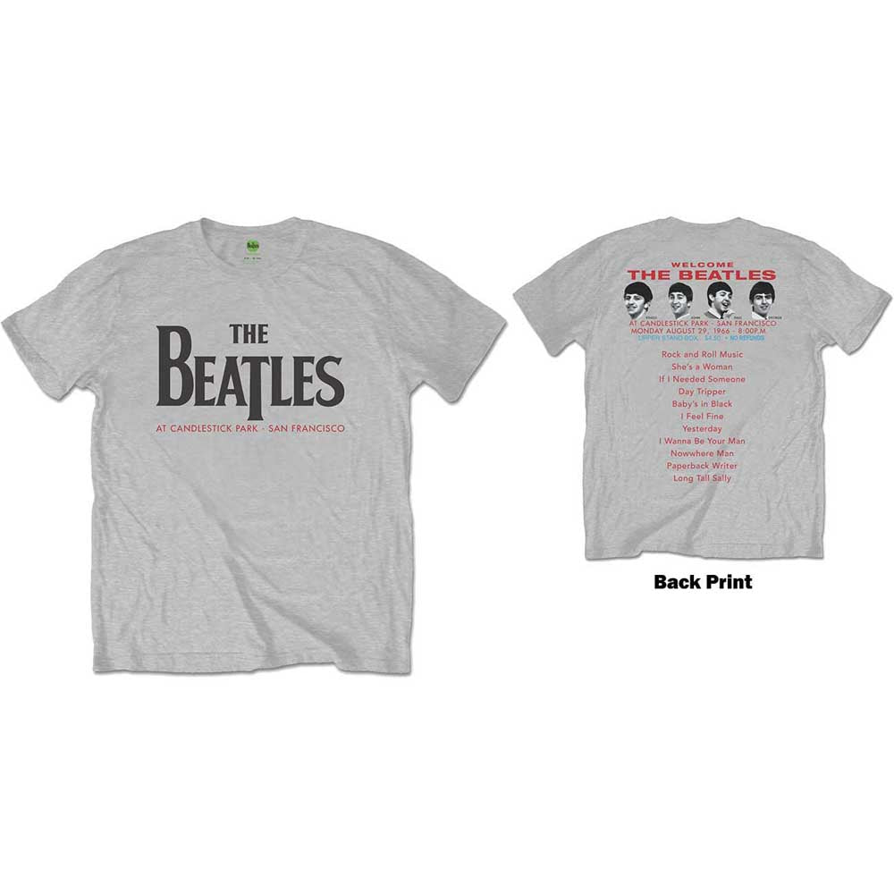 The Beatles Unisex T-Shirt Candlestick Park (Back Print) Grey (XL)