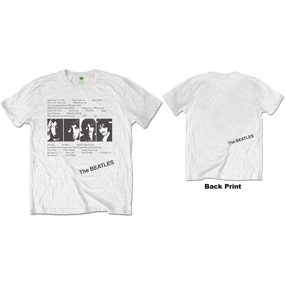 The Beatles Men's T-Shirt White Album Tracks (Back Print) White (XL)