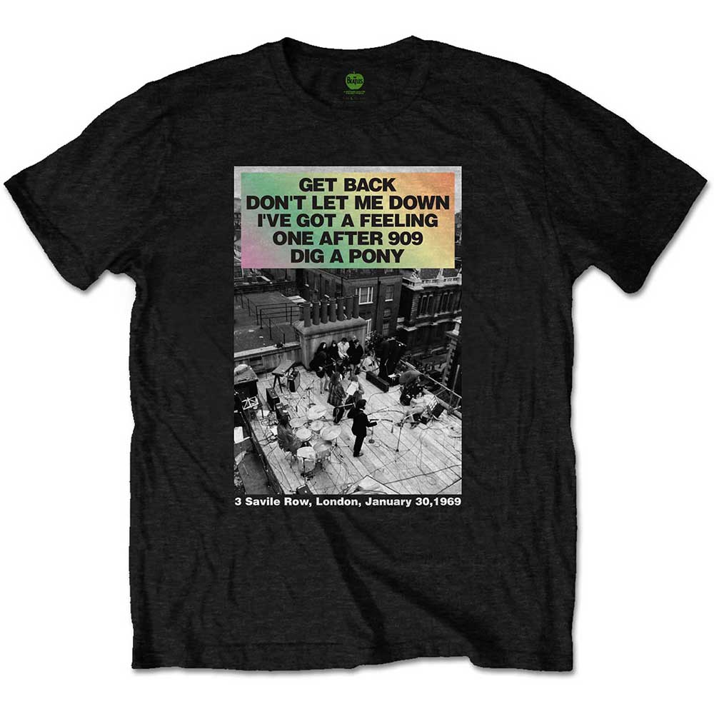 The Beatles Unisex T-Shirt Rooftop Songs Gradient Black (XXL)
