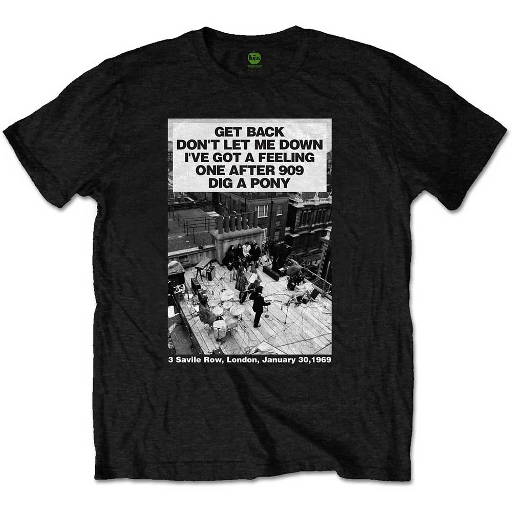 The Beatles Unisex T-Shirt Rooftop Songs Black (XL)