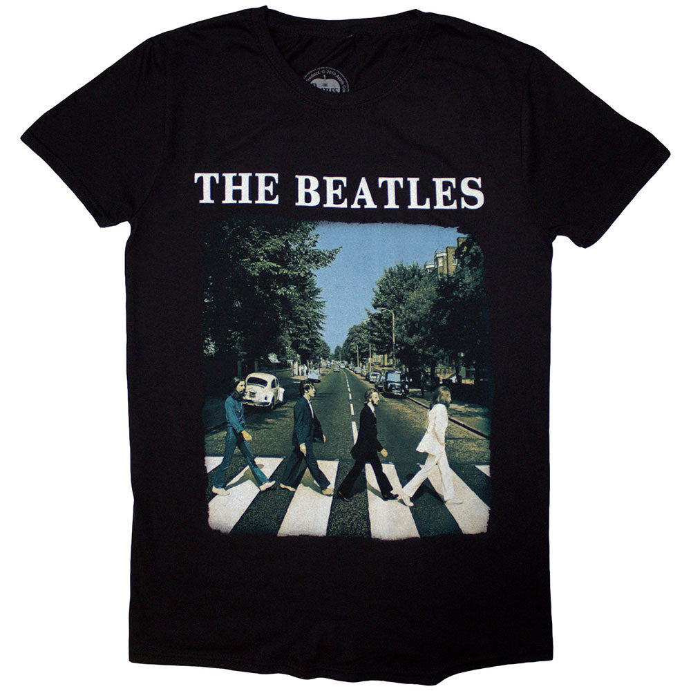 The Beatles Men's Premium T-Shirt Abbey Road & Logo Black (L)