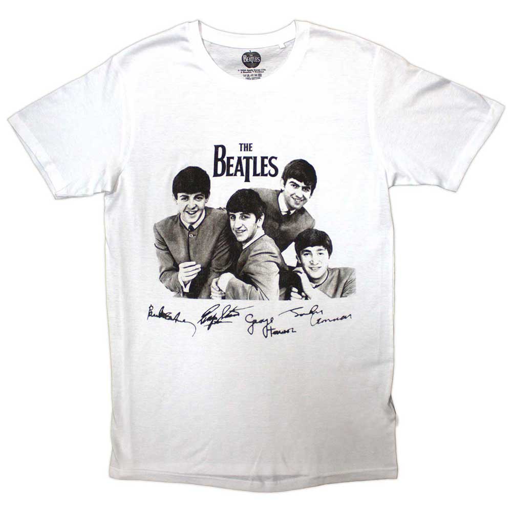 The Beatles Unisex T-Shirt Mop Tops & Signatures White (XL)