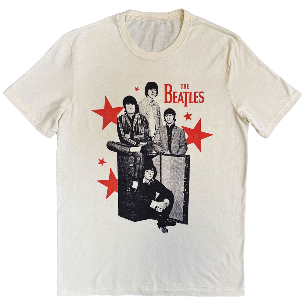 The Beatles Unisex T-Shirt Red Stars Natural (M)