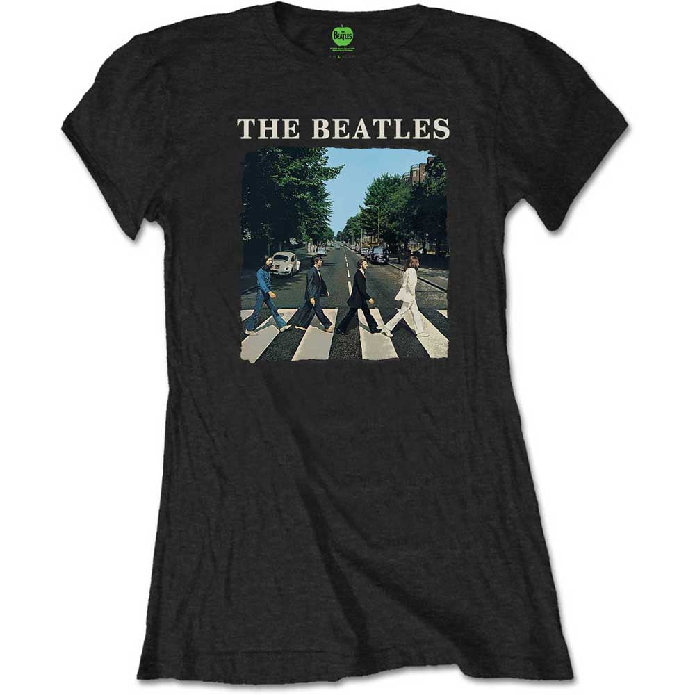 The Beatles Ladies T-Shirt Abbey Road & Logo (Retail Pack) Black (XL)