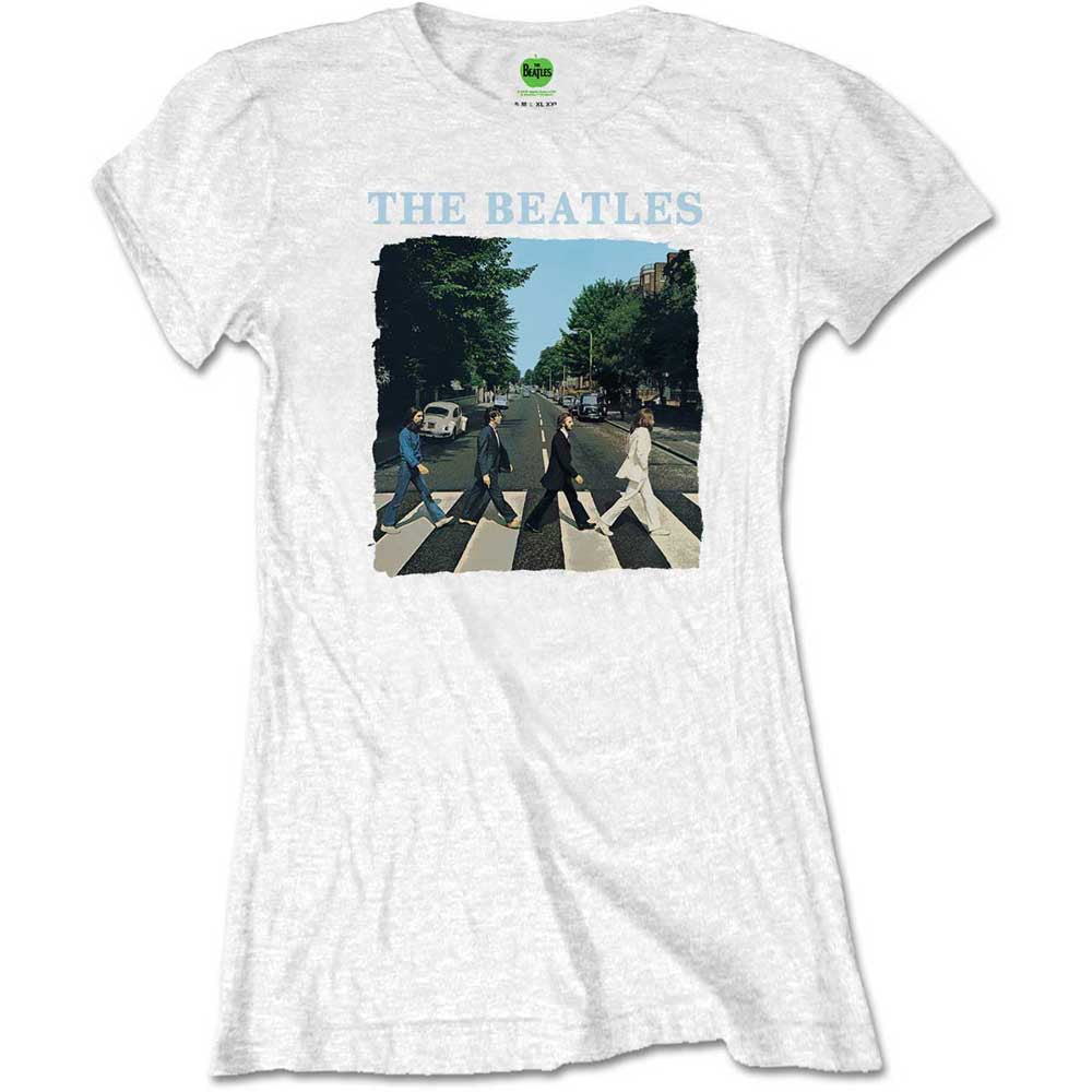The Beatles Ladies T-Shirt Abbey Road & Logo (Retail Pack) White (S)