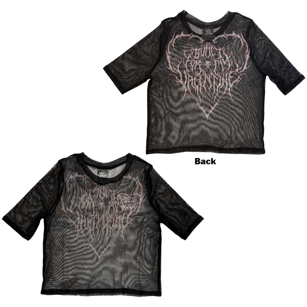 Bullet For My Valentine Ladies Mesh Crop Top Deathcore (Front & Back) Black (M)