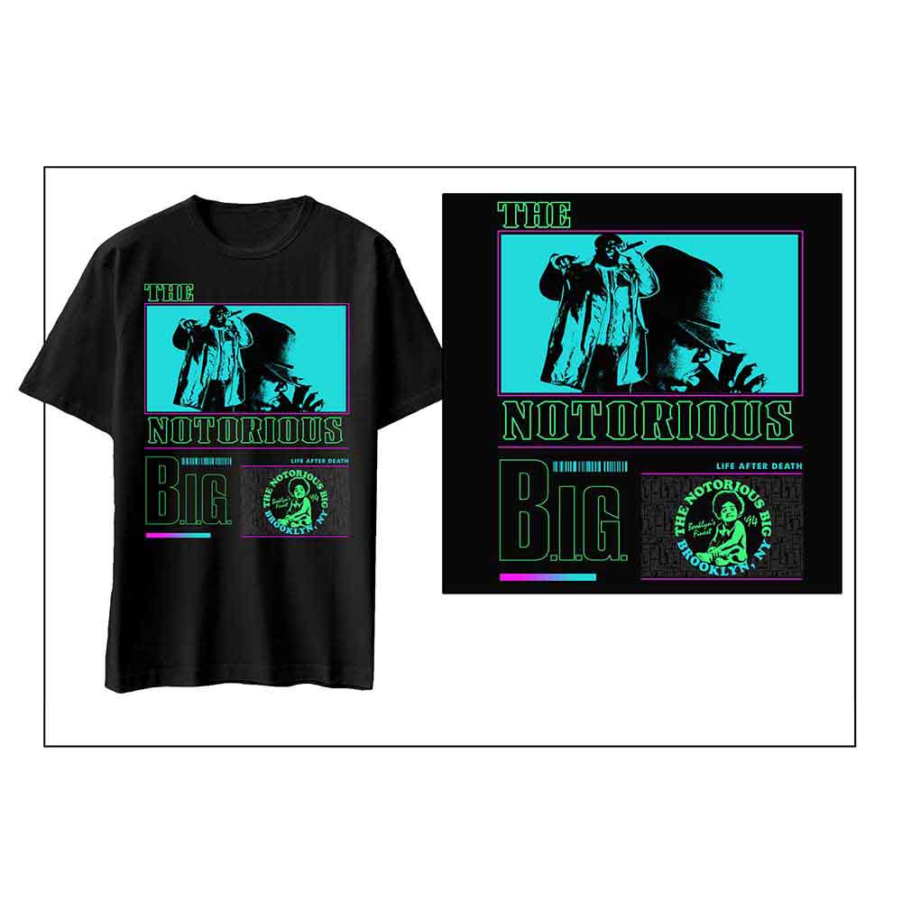 Biggie Smalls Unisex T-Shirt Life After Death Neon Black (XXL)