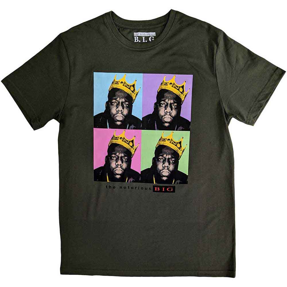 Biggie Smalls Unisex T-Shirt Crown Pop Art Green (XL)