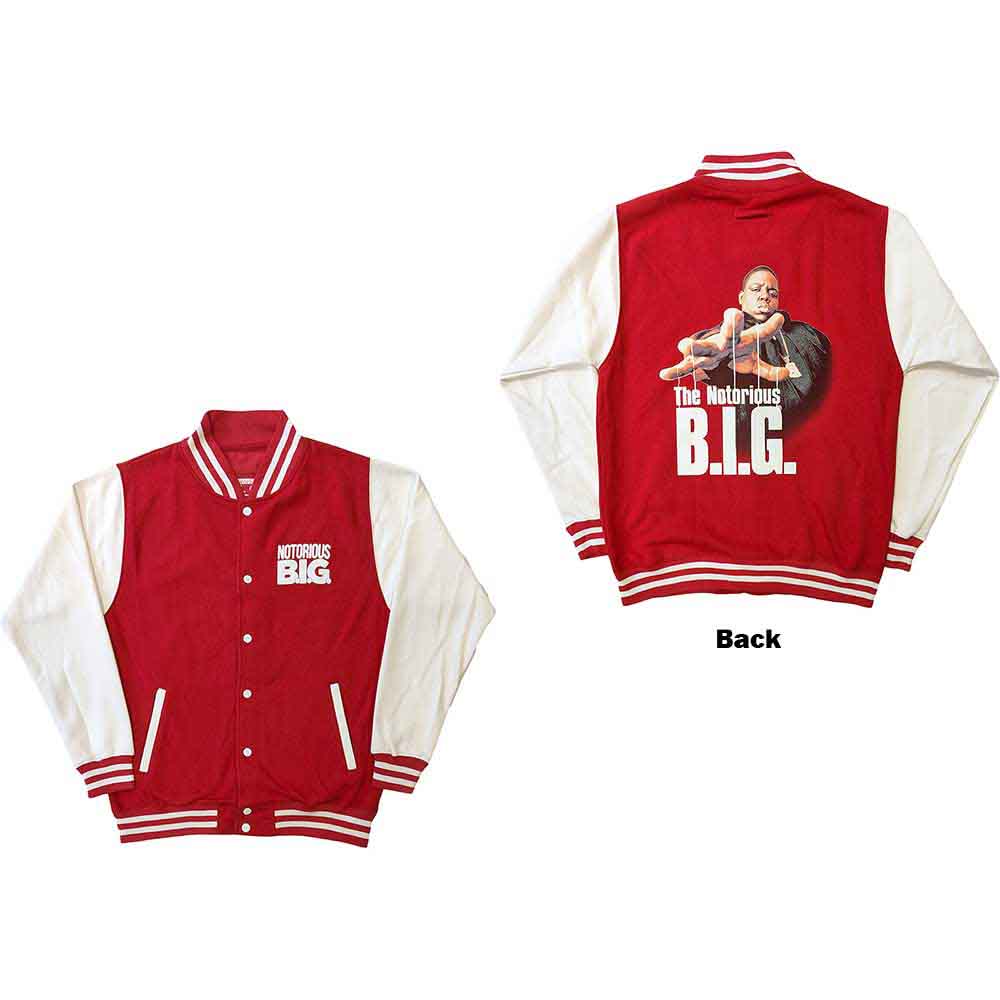Biggie Smalls Unisex Varsity Jacket Reachstrings (Back Print) Red/White (M)