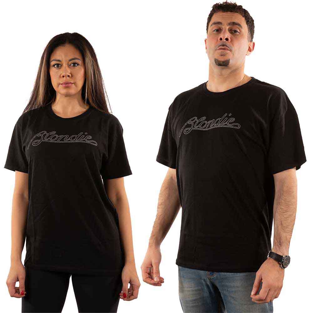 Blondie Unisex T-Shirt Logo (Diamante) Black (L)