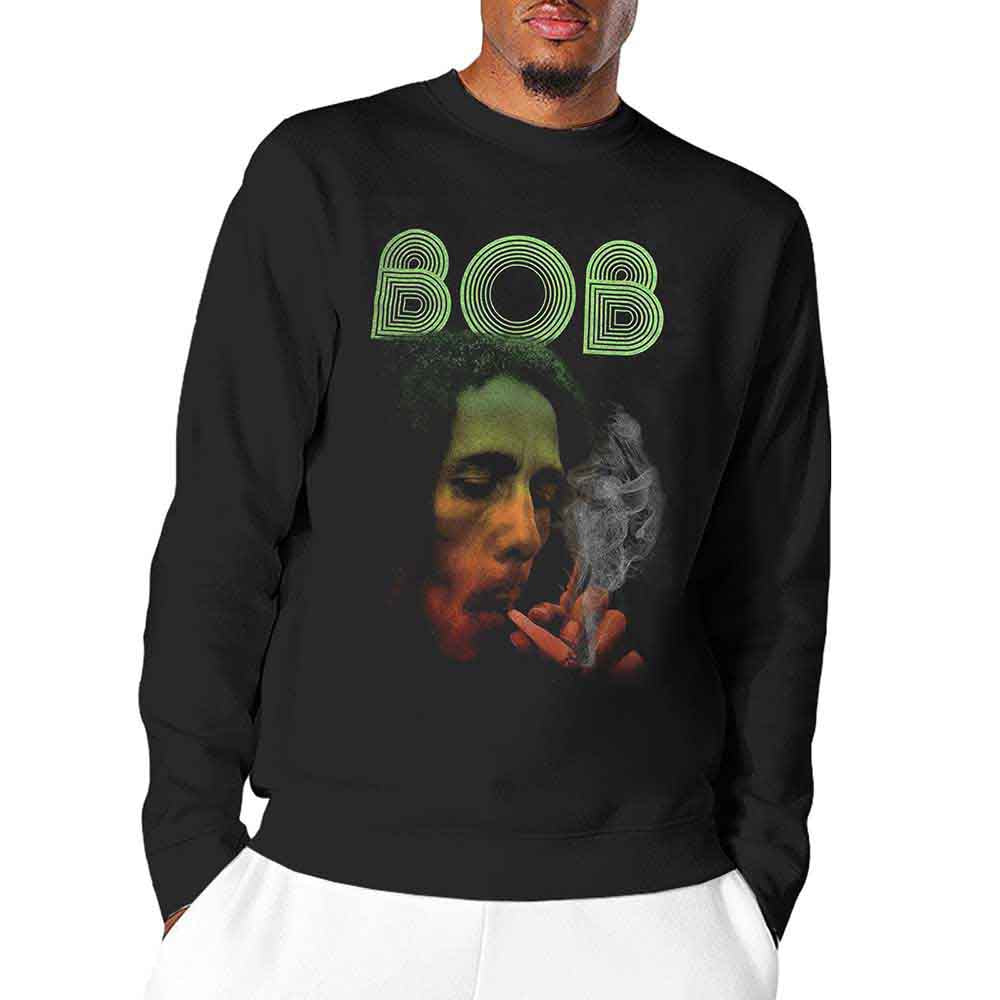 Bob Marley Unisex Long Sleeved T-Shirt Smoke Gradient (Dip-Dye) Black (XXXL)