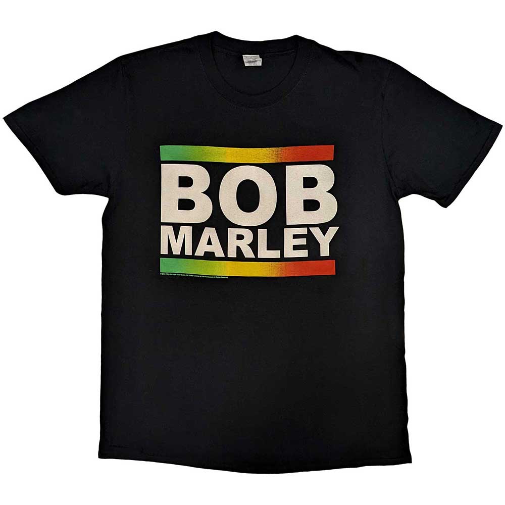 Bob Marley Men's T-Shirt Rasta Band Block Black (XXL)