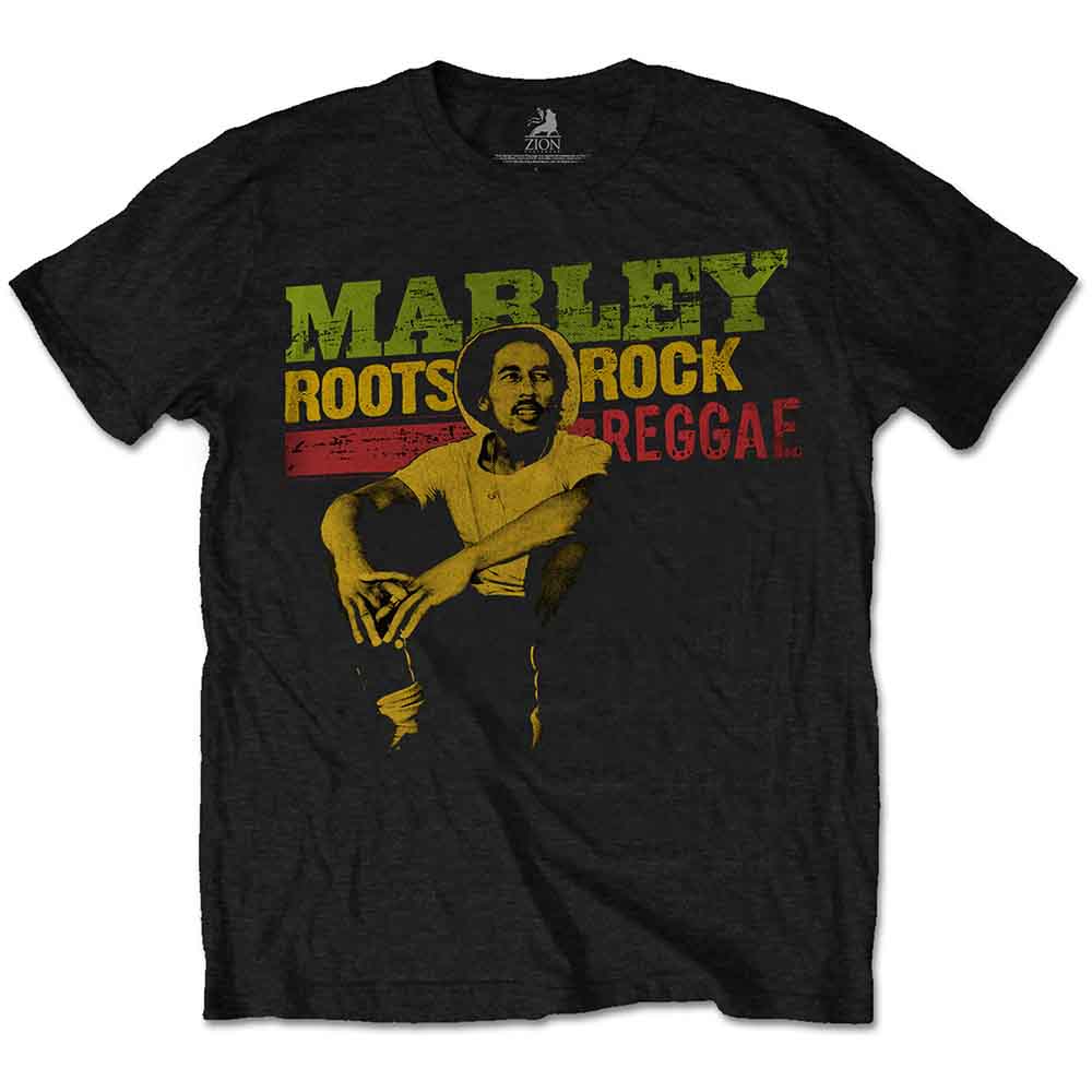 Bob Marley Men's T-Shirt Roots Rock Reggae Black (S)