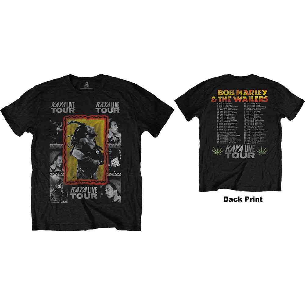 Bob Marley Men's T-Shirt Kaya Tour (Back Print) Black (S)