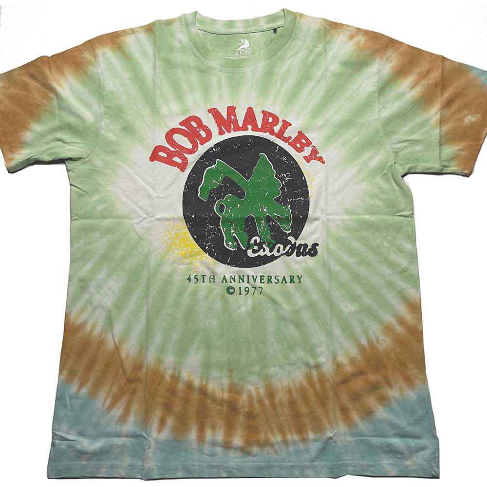 Bob Marley Unisex T-Shirt 45th Anniversary (Dye-Wash) Green (M)