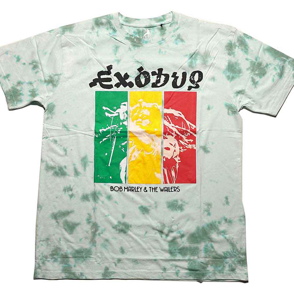 Bob Marley Unisex T-Shirt Rasta Colours (Dye-Wash) Green (S)
