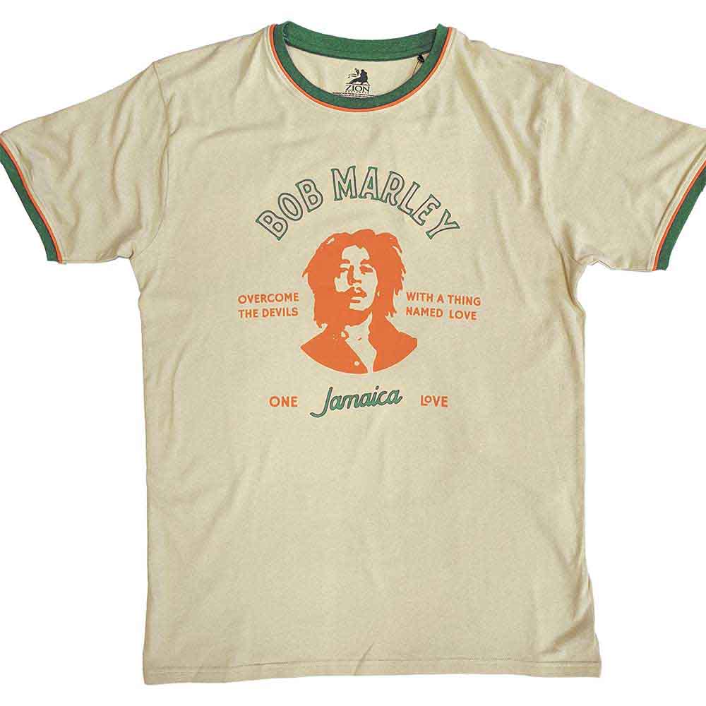 Bob Marley Unisex Ringer T-Shirt Thing Called Love Sand (XL)