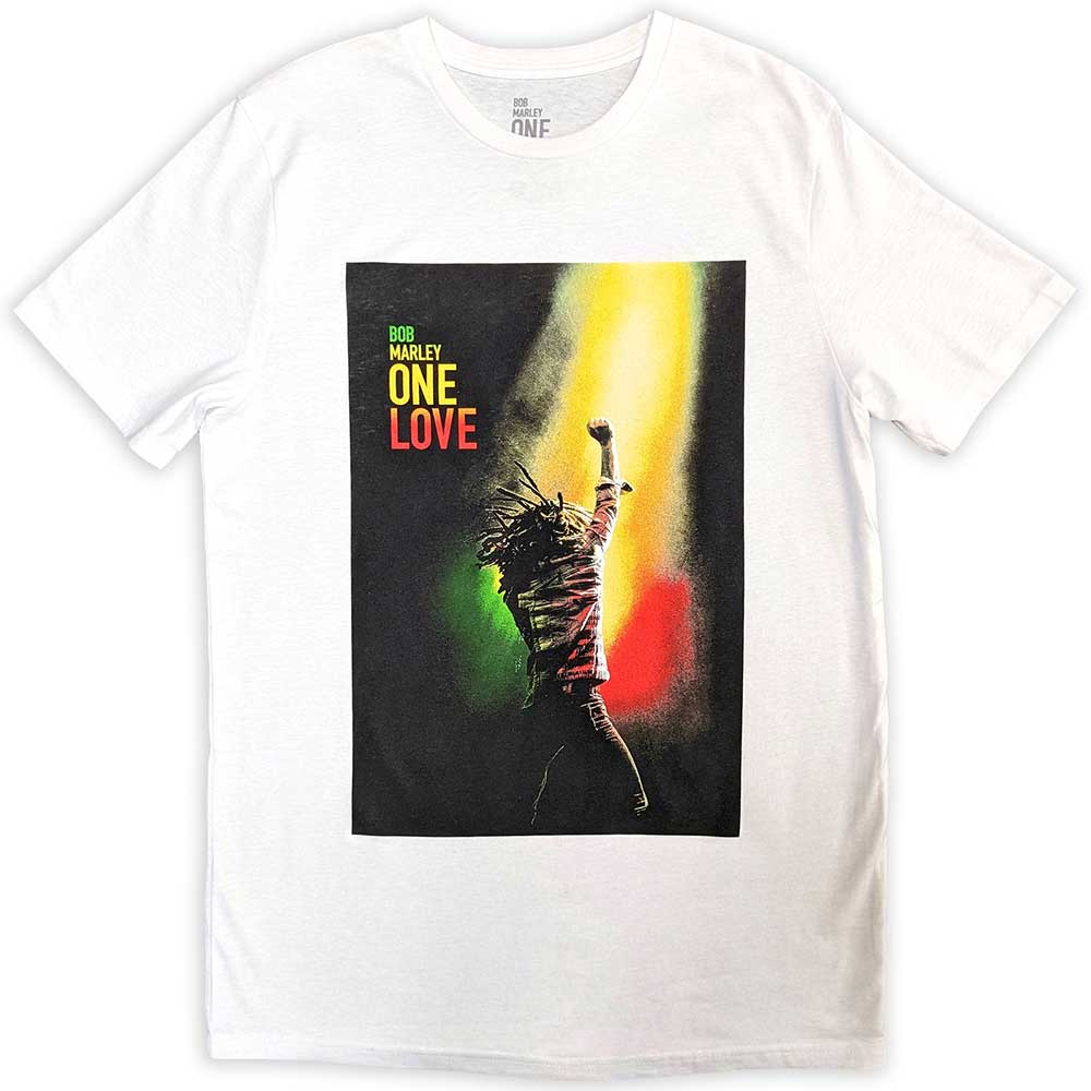 Bob Marley Unisex T-Shirt One Love Movie Poster White (XL)
