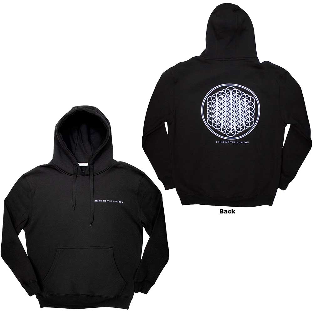Bring Me The Horizon Unisex Pullover Hoodie Flower of Life (Back Print) Black (L)