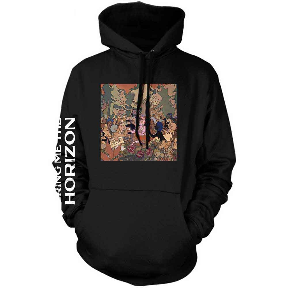 Bring Me The Horizon Unisex Pullover Hoodie PHSH Cover (Sleeve Print) Black (L)