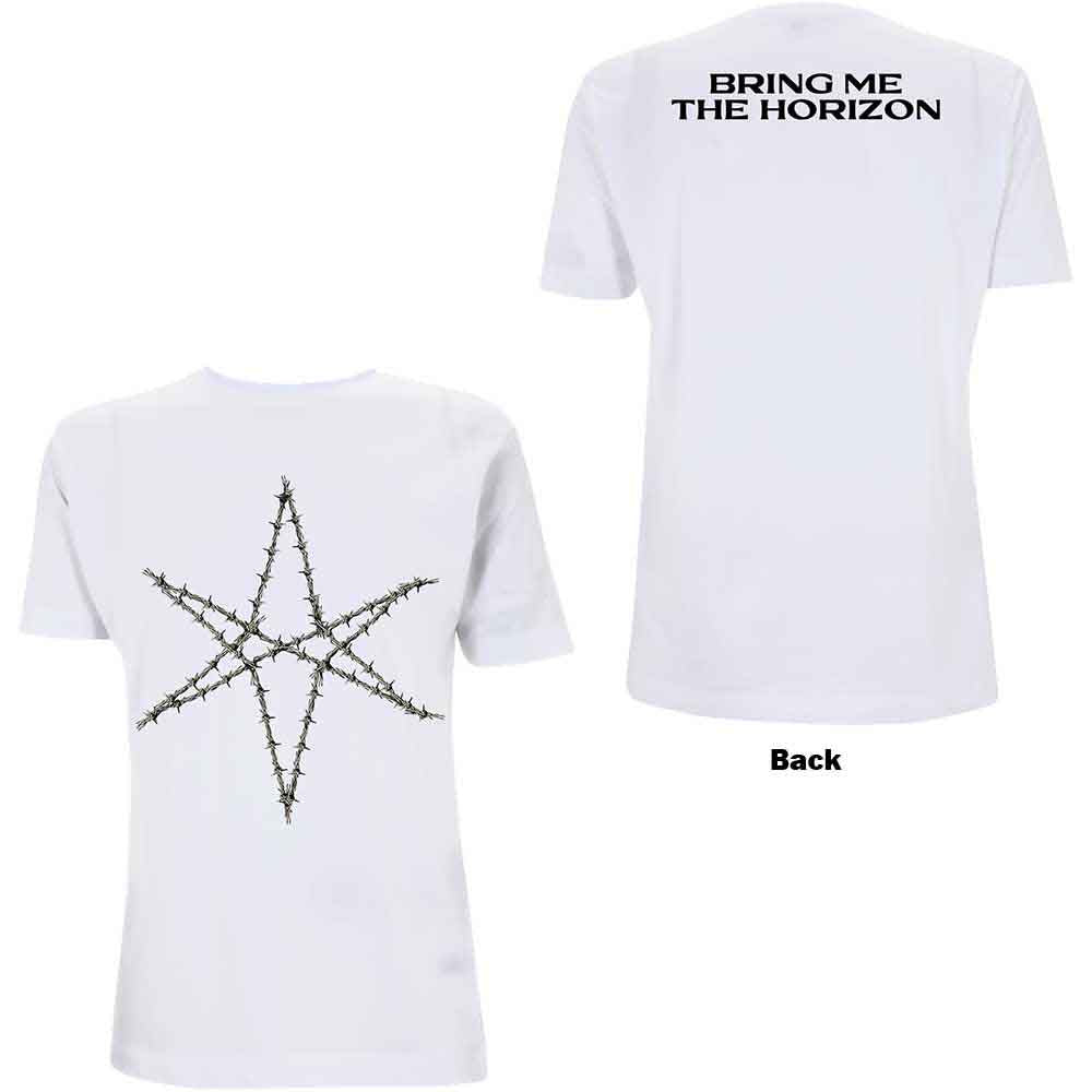 Bring Me The Horizon Unisex T-Shirt Barbed Wire (Back Print) White (XXL)