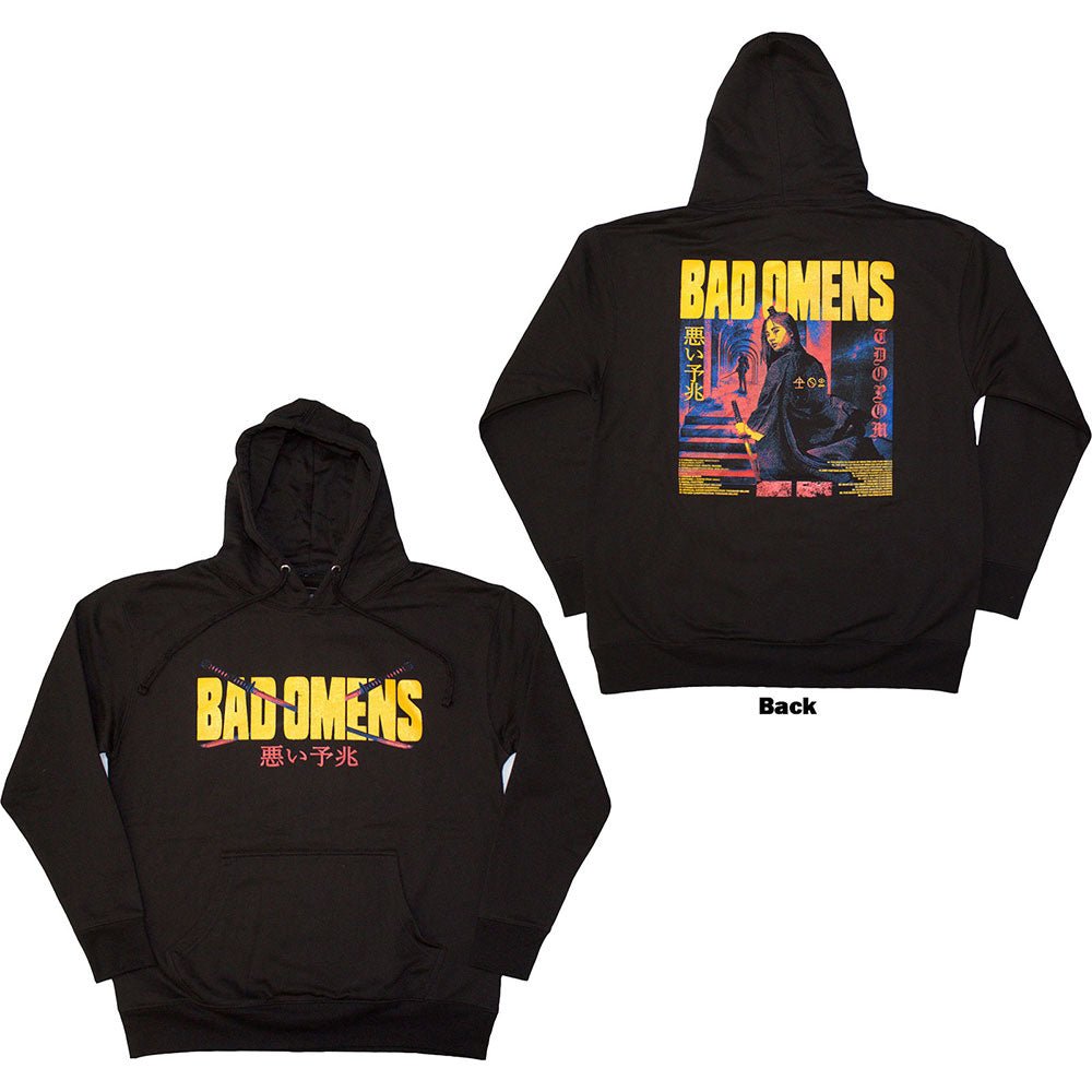 Bad Omens Unisex Pullover Hoodie Samurai Woman (Back Print) Black (L)