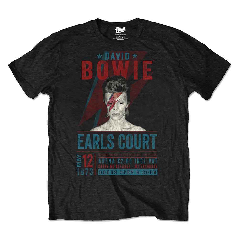 David Bowie Unisex Eco T-Shirt Earls Court '73 Black (S)
