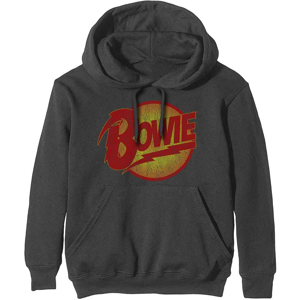 David Bowie Unisex Pullover Hoodie Vintage Diamond Dogs Logo Grey (S)