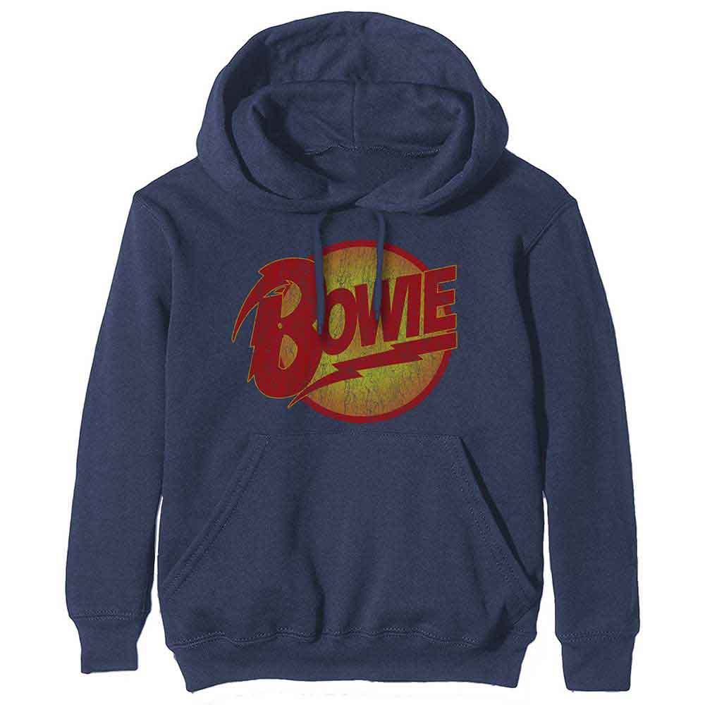 David Bowie Unisex Pullover Hoodie Vintage Diamond Dogs Logo Blue (XXL)