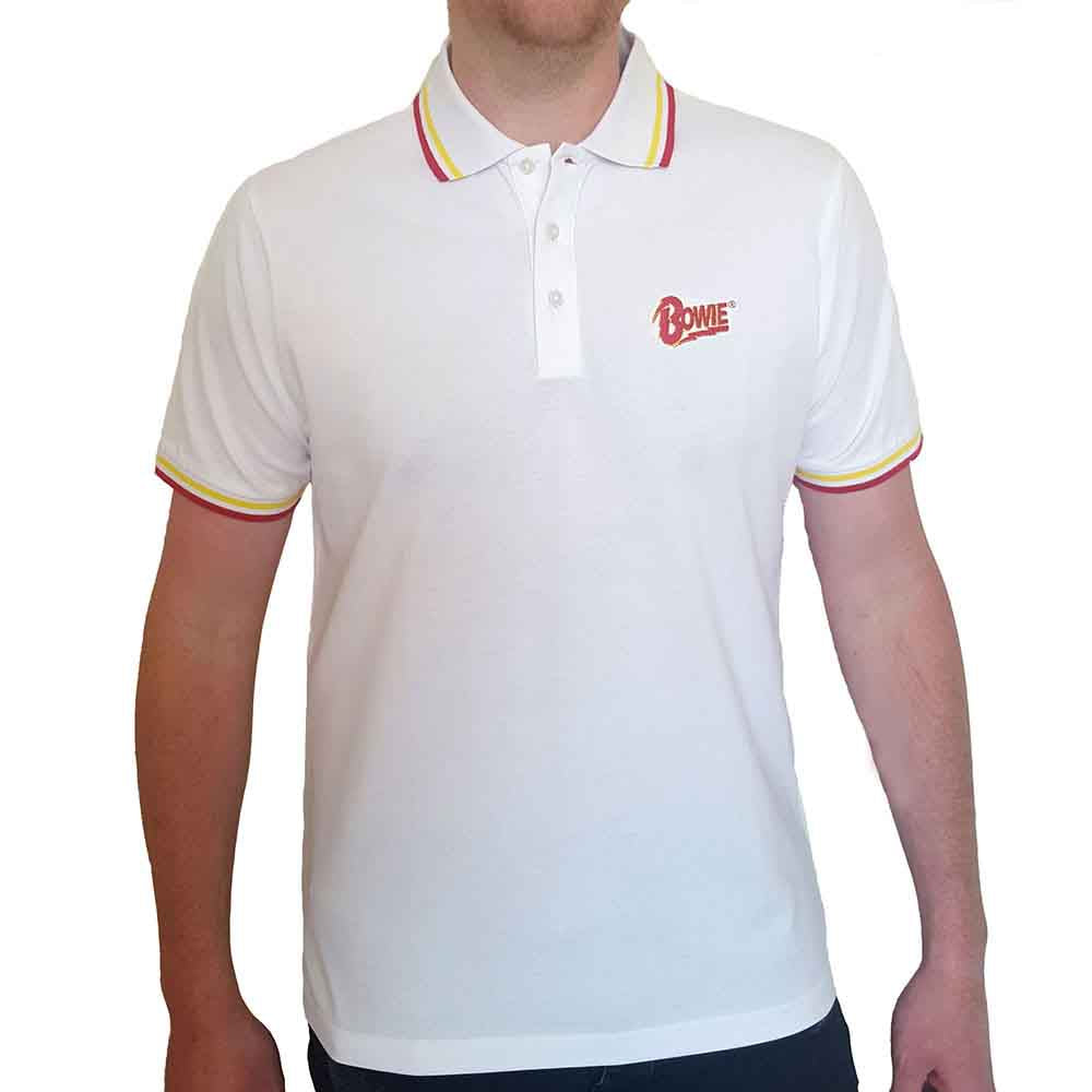 David Bowie Unisex Polo Shirt Flash Logo White (XL)