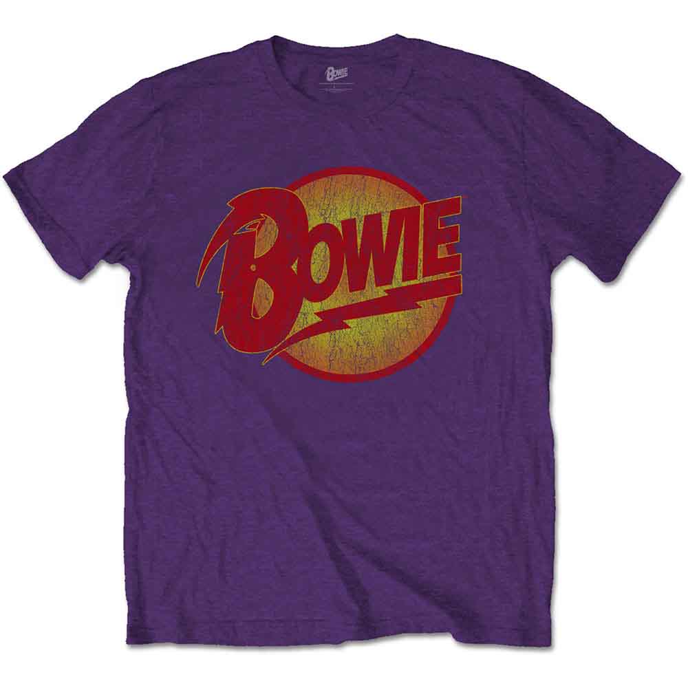 David Bowie Unisex T-Shirt Vintage Diamond Dogs Logo Purple (XXL)