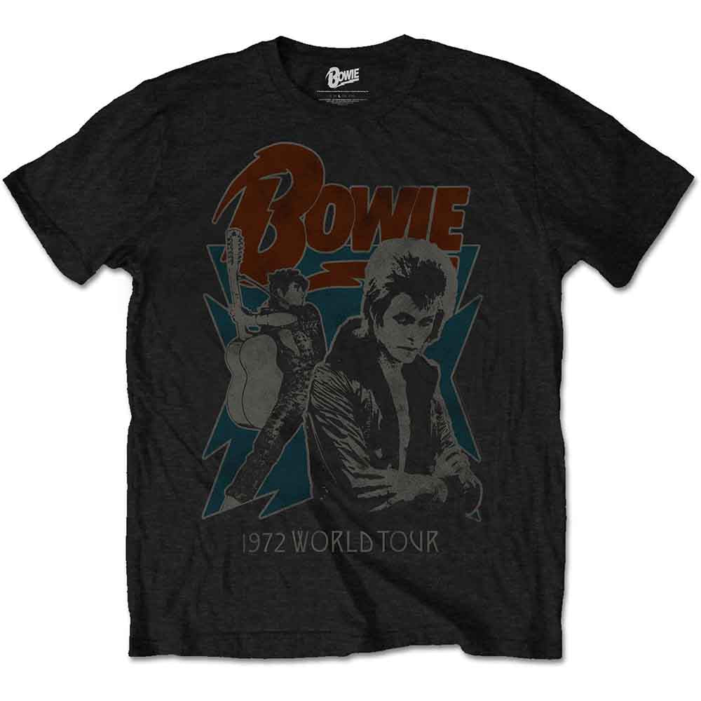 David Bowie Men's T-Shirt 1972 World Tour Black (S)