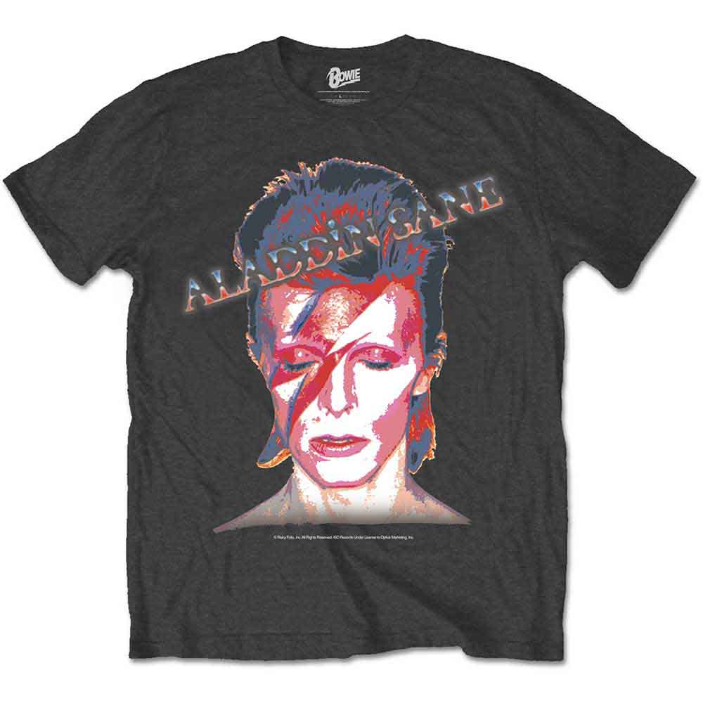 David Bowie Men's T-Shirt Aladdin Sane Charcoal Grey (XL)