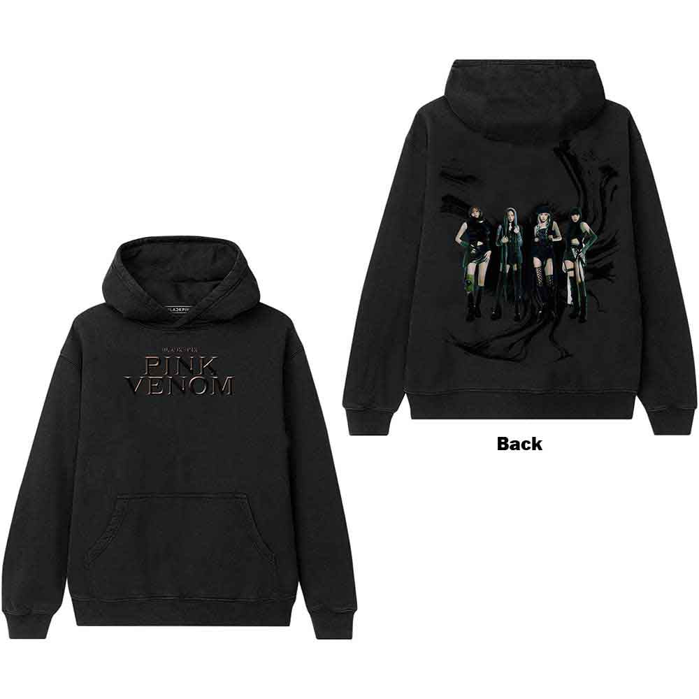 BlackPink Unisex Pullover Hoodie Pink Venom Oil Stroke (Back Print) Black (L)