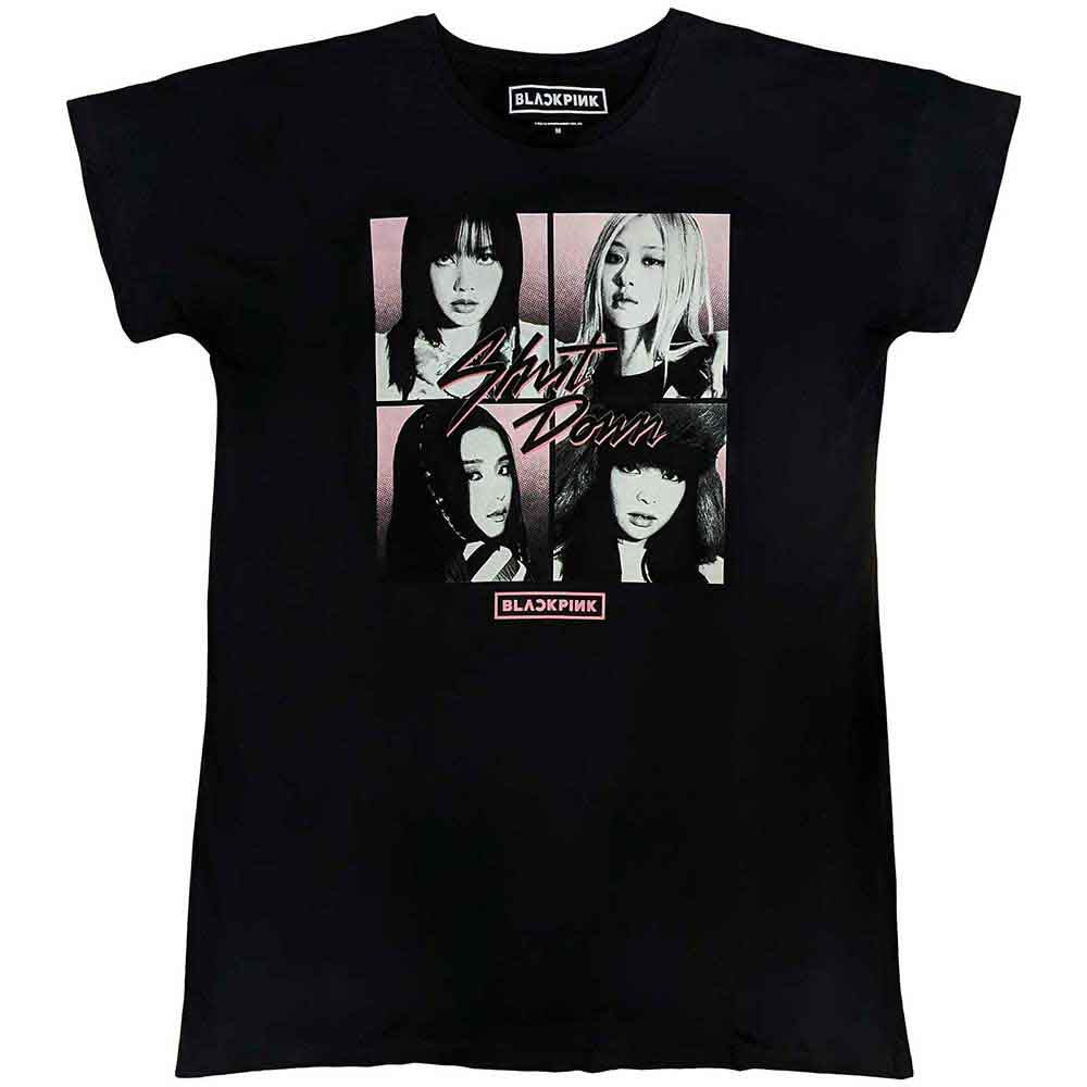 BlackPink Ladies Nightdress Shut Down Photo Grid Black (XXL)