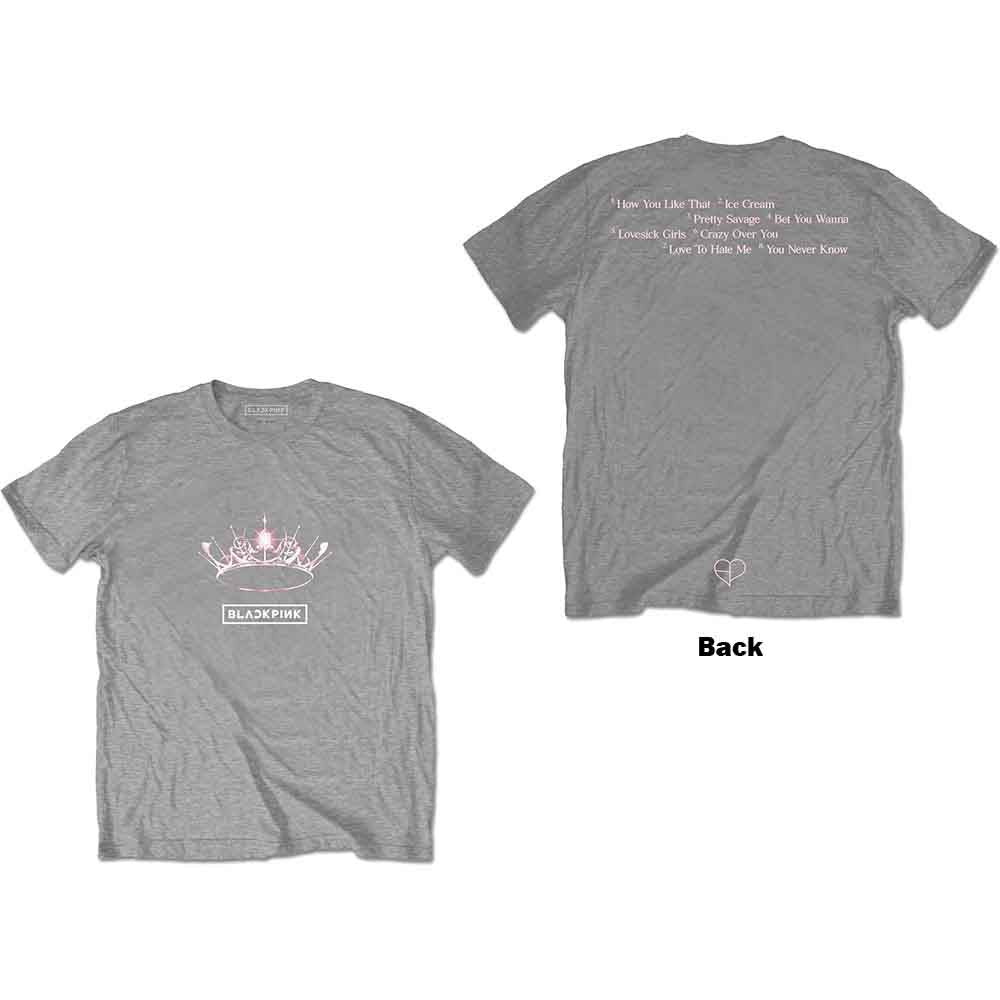BlackPink Unisex T-Shirt The Album Crown (Back Print) Grey (XL)