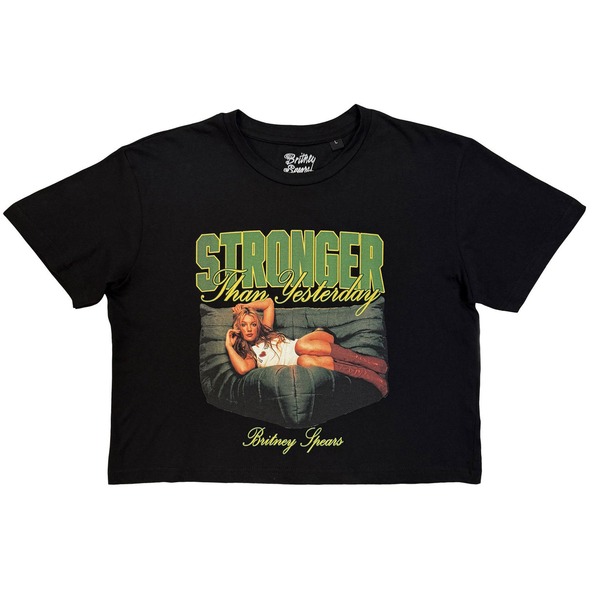 Britney Spears Ladies Crop Top Stronger Than Yesterday Black (XL)