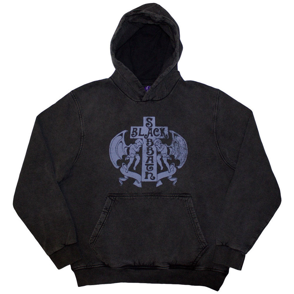 Black Sabbath Unisex Stone Wash Pullover Hoodie Angels (Wash Collection) Charcoal Grey (XXL)