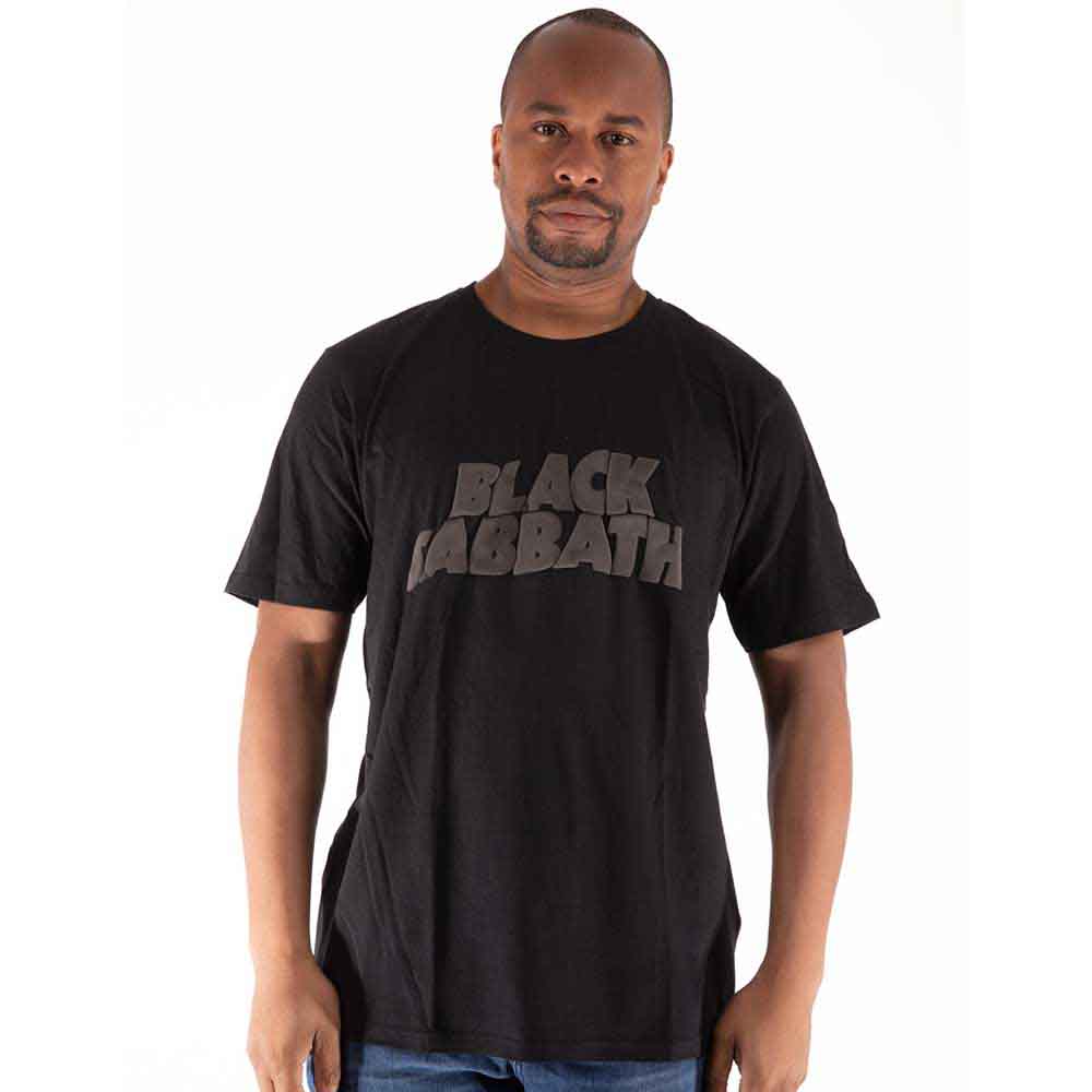 Black Sabbath Unisex T-Shirt Wavy Logo (Hi-Build) Black (L)
