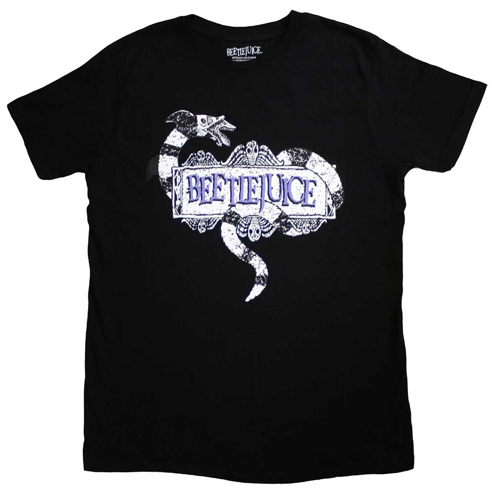 Warner Bros Unisex T-Shirt Beetlejuice Snake Badge Black (XL)