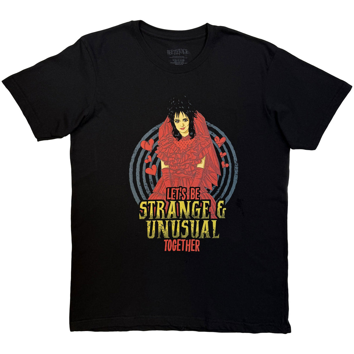 Beetlejuice Unisex T-Shirt Strange & Unusual Together Black (XL)