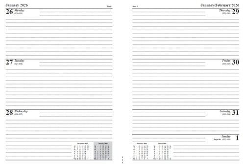 ValueX Desk Diary 2026 A5 Week to View Burgundy