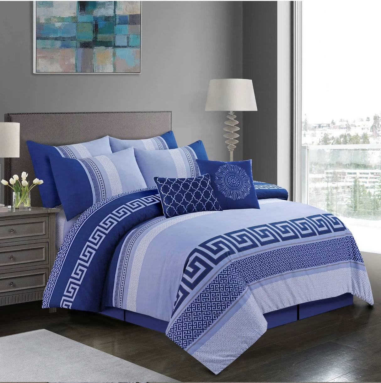 Luxury Duvet Cover Bedding Set Linea Blue (Single)