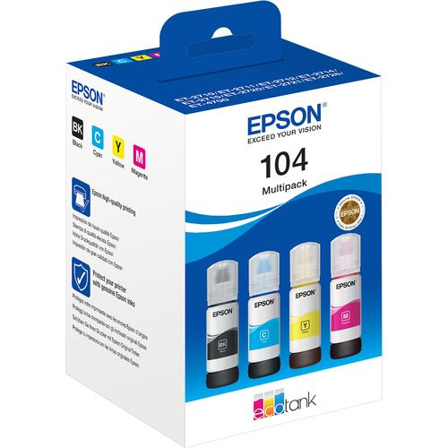 Epson 104 EcoTank Black/Cyan/Magenta/Yellow Ink Bottle Multipack