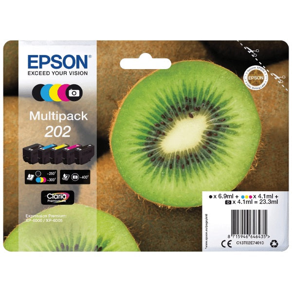 Epson 202 Kiwi Black/Photo/Cyan/Magenta/Yellow Standard Capacity Ink Cartridge Multipack