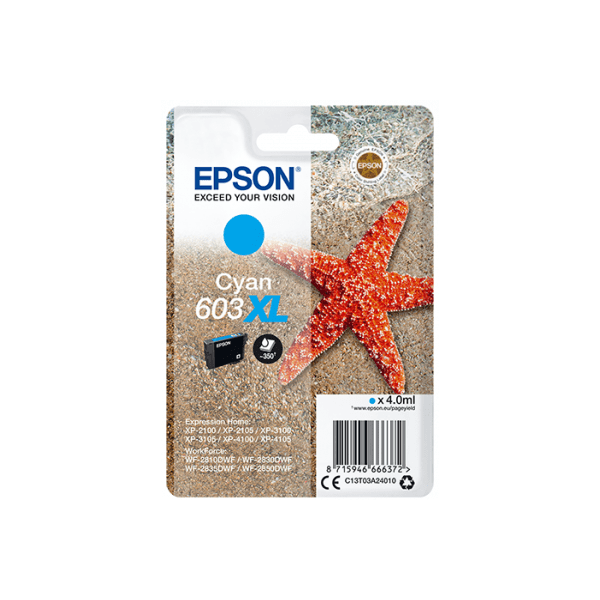 Epson 603XL Starfish Cyan High Yield Ink Cartridge 4ml
